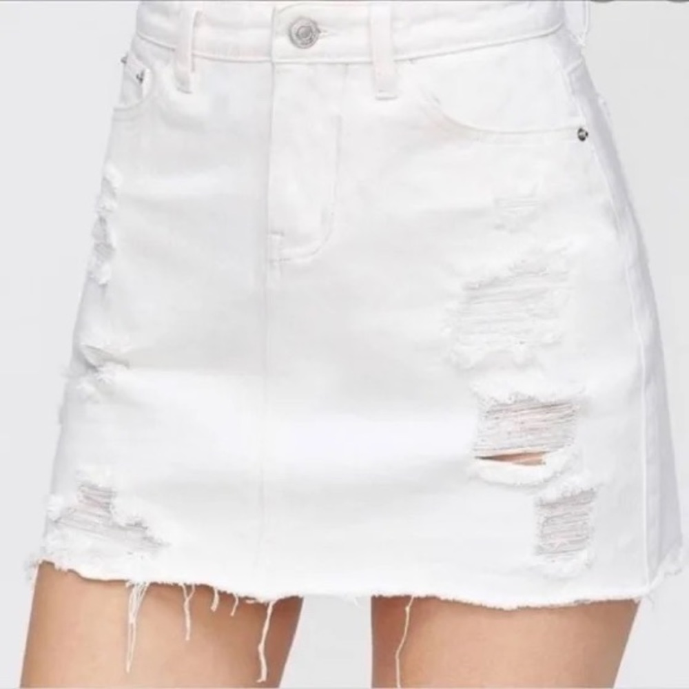Hollister high-rise white denim skirt